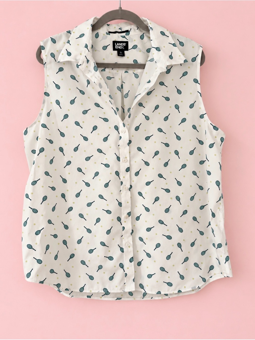 Lands' End Tennis No Iron 100% Cotton Sleeveless Button-Front (Like New)